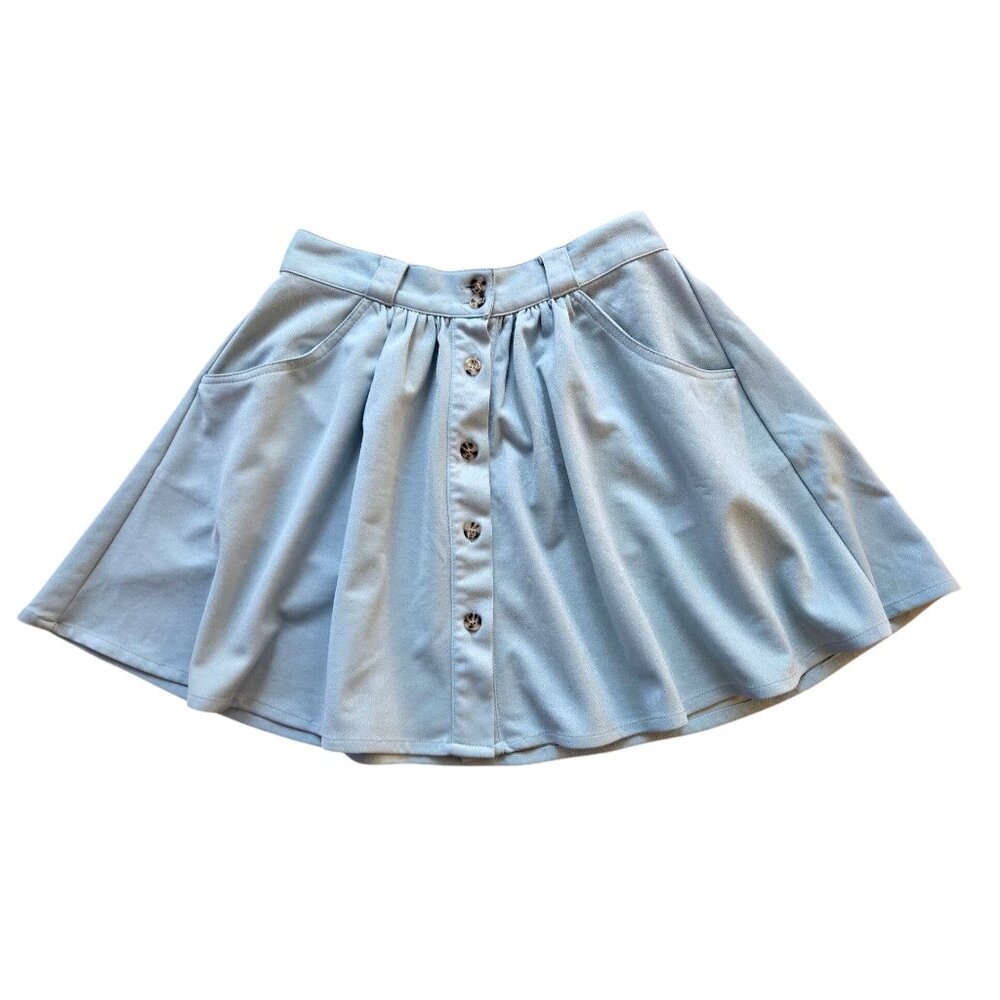 Tobi Light Blue Skater Skirt XS With Button Front & Pockets  Y2K